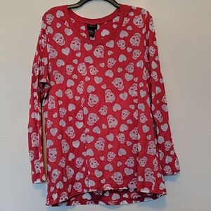 Torrid Smiling Skulls with Bows & Hearts LS Tee